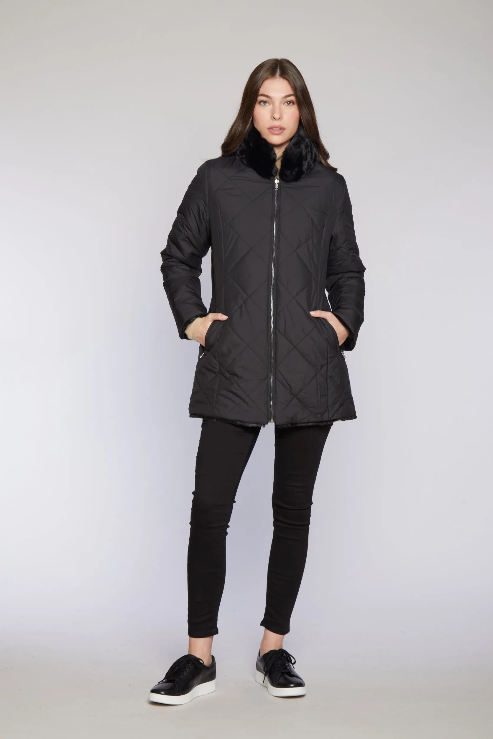 #1181 Fabulous Faux Reversible Puffer 1/2 price $195