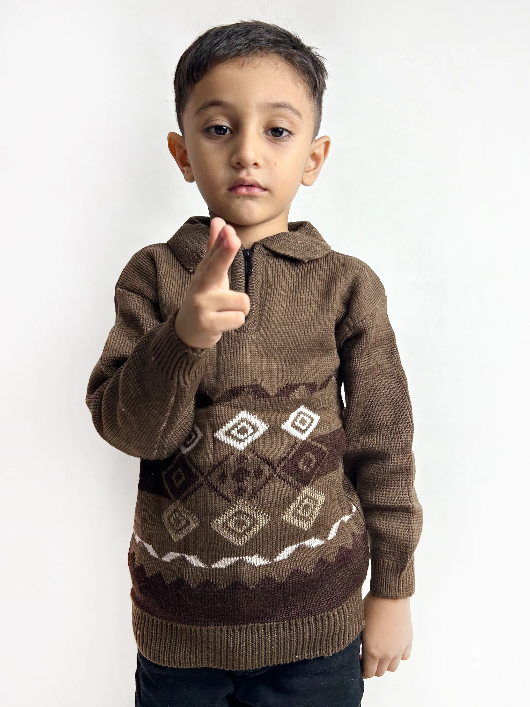 2Yrs - 4Yrs Brown Full Sleeve Sweater For Kids KSW28