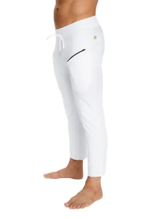 4/5 Zipper Pocket Capri Yoga Pants (White)