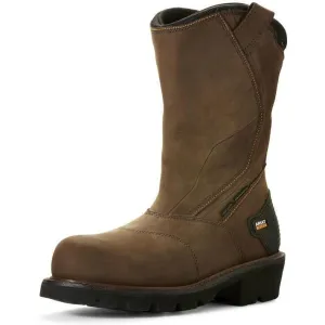 Ariat Men's Powerline 11" Comp Toe WP 400G Insulated Wellington Work Boot- Brown - 10018569