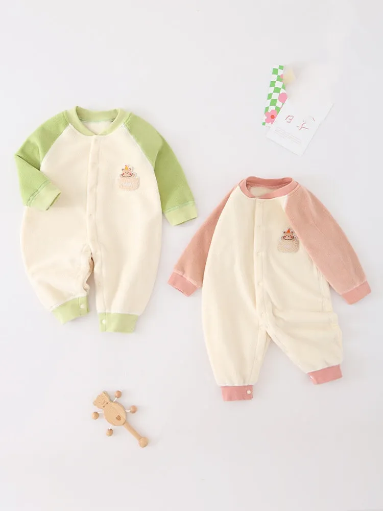 Baby autumn and winter base with fleece warm onesie mens and womens baby pajamas