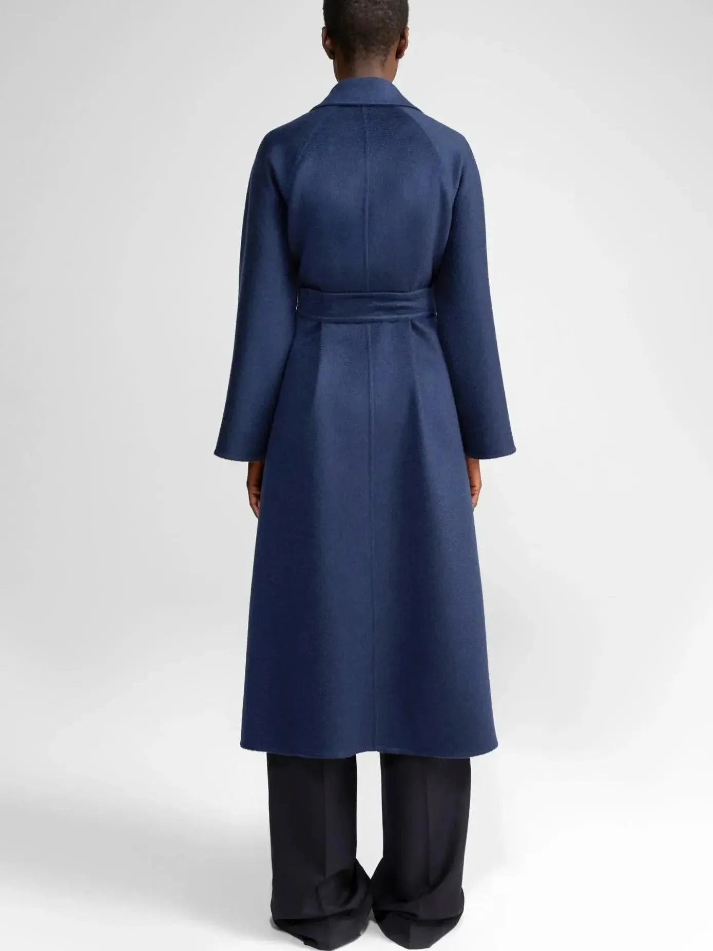 Belted Cashmere and Wool Coat in Blue