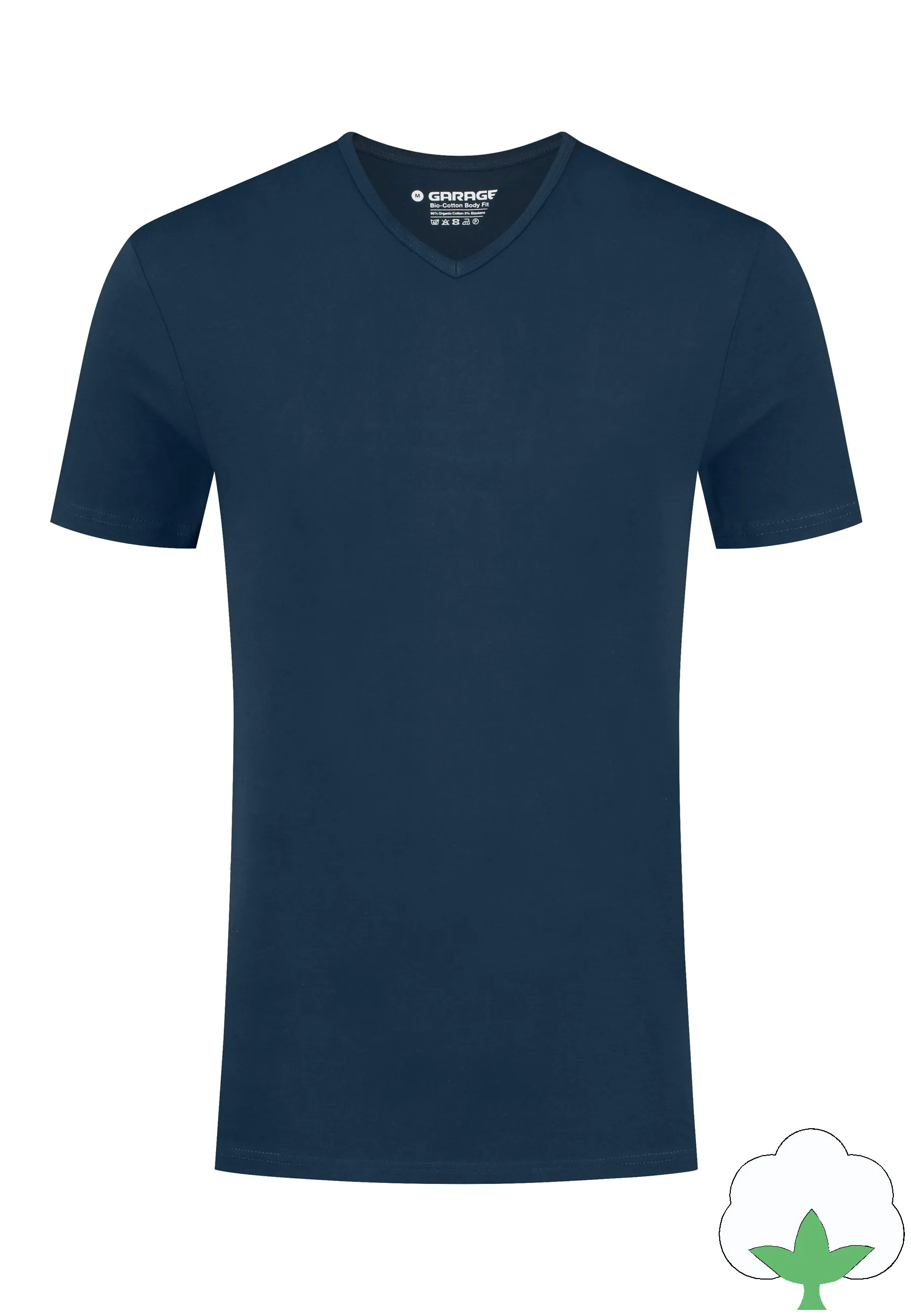 Bio-cotton Bodyfit 2-pack T-shirt V-neck - Navy