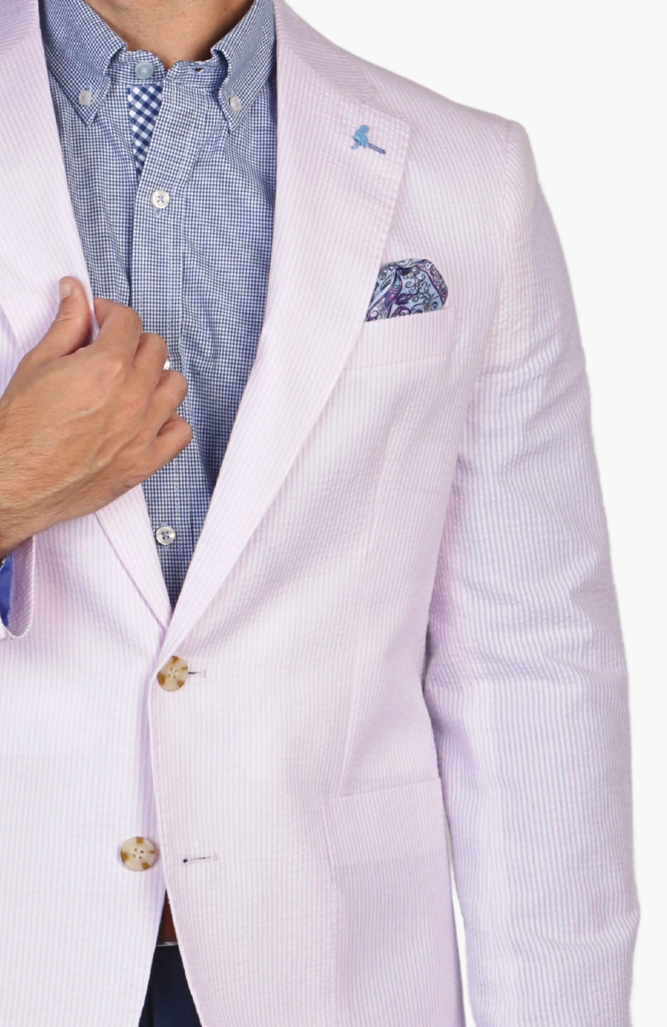 Blush Pink Seersucker Striped Sport Coat