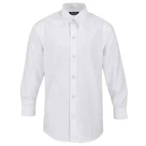 Boys White Textured Formal Shirt with White Buttons