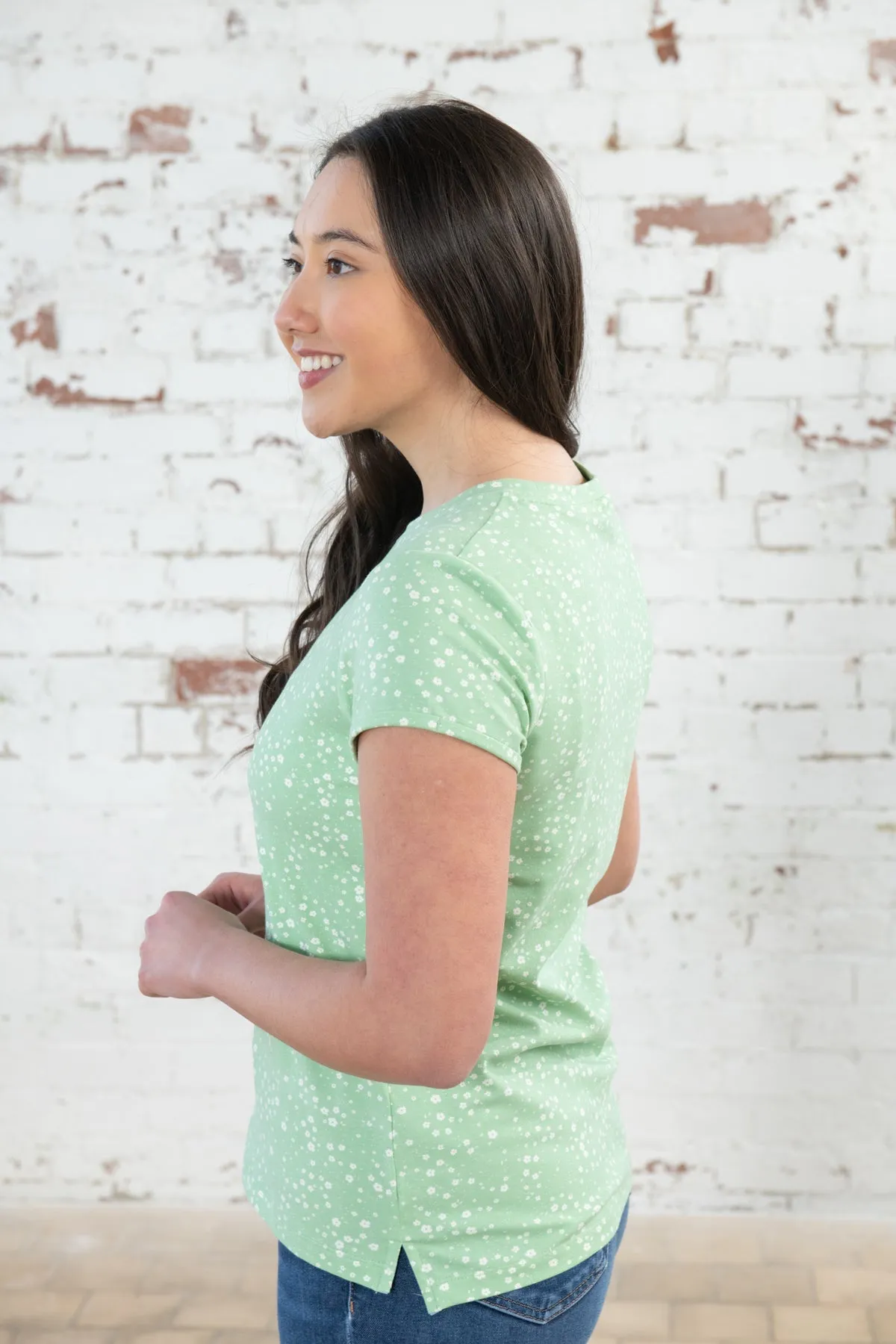 Causeway Tee - Soft Green Floral