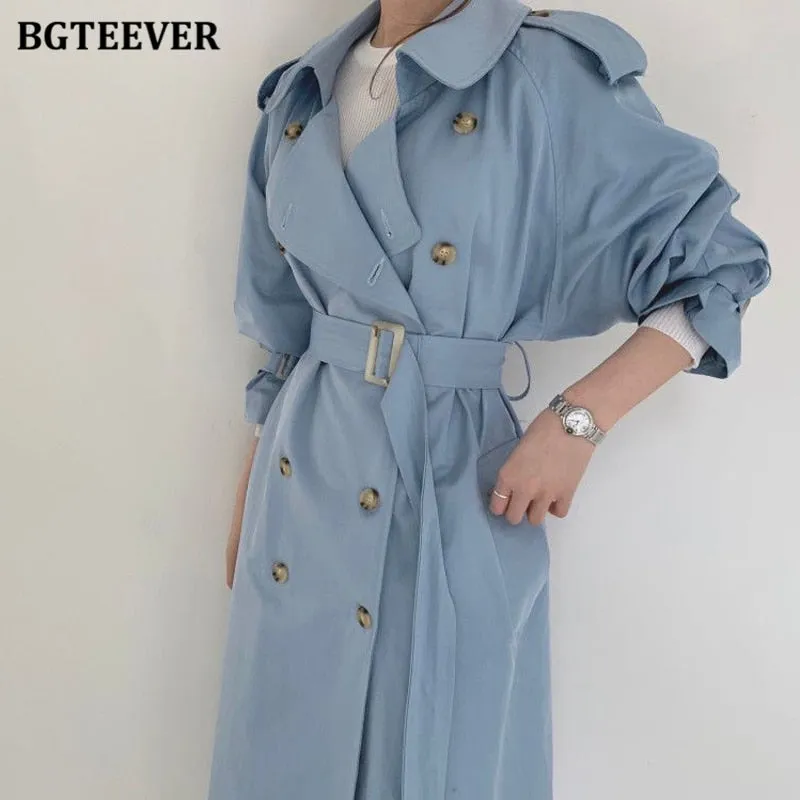 Christmas Gift Joskaa Stylish Oversized Women Long Trench Coats 2024 Autumn Winter Double Breasted Belted Loose Casual Female Long Overcoat