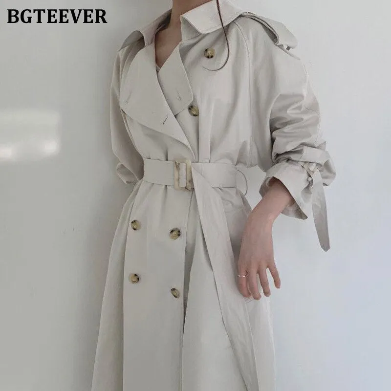 Christmas Gift Joskaa Stylish Oversized Women Long Trench Coats 2024 Autumn Winter Double Breasted Belted Loose Casual Female Long Overcoat