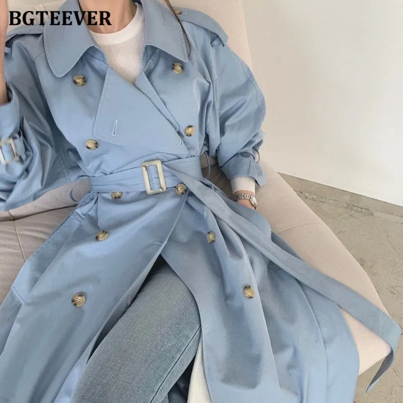 Christmas Gift Joskaa Stylish Oversized Women Long Trench Coats 2024 Autumn Winter Double Breasted Belted Loose Casual Female Long Overcoat