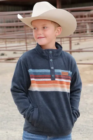 Cinch Boy's Match Dad Navy Multicolored Stripe Fleece Pullover