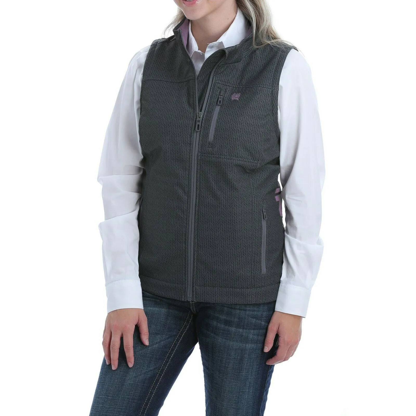 Cinch Ladies Concealed Carry Grey Printed Bonded Vest MAV9882004