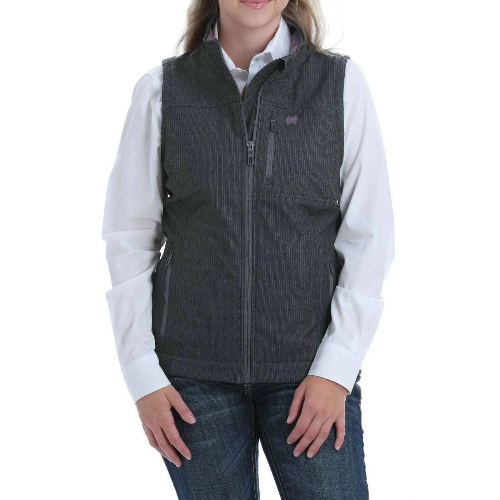 Cinch Ladies Concealed Carry Grey Printed Bonded Vest MAV9882004