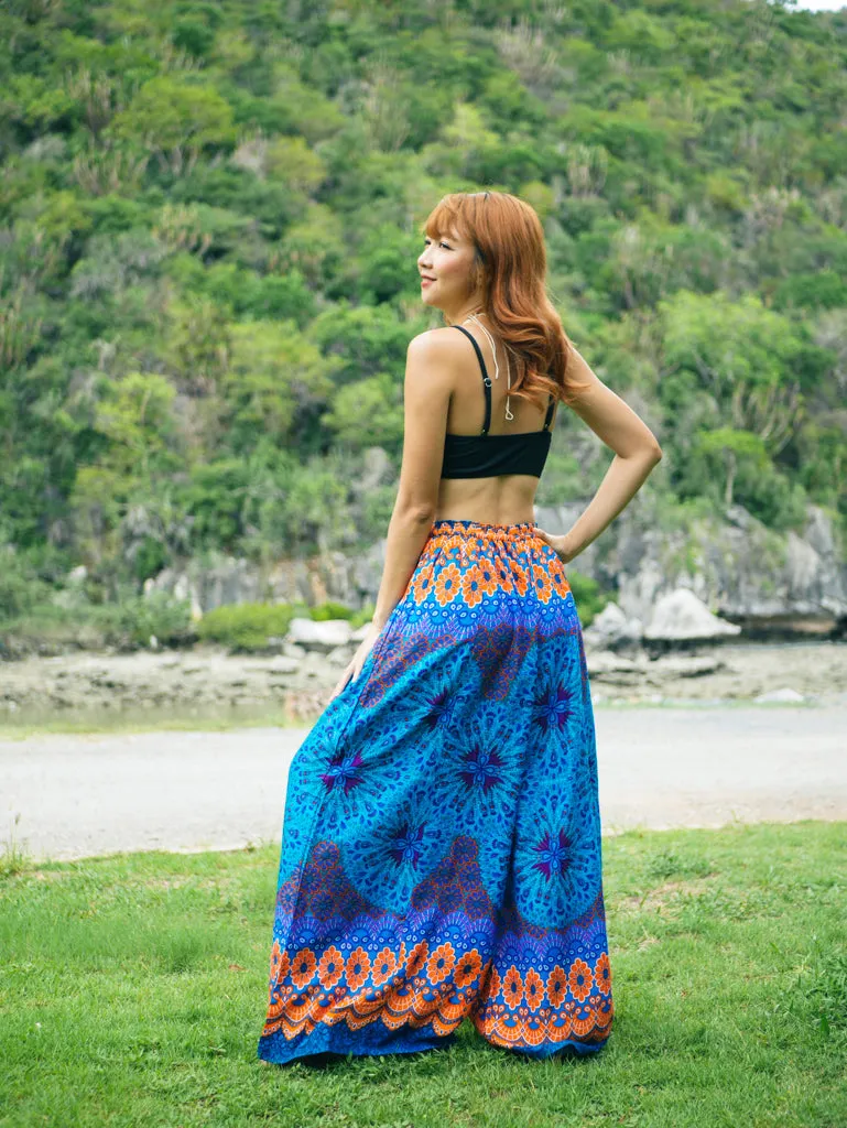 Cobalt Blue Mandala Wide Leg Palazzo Pants