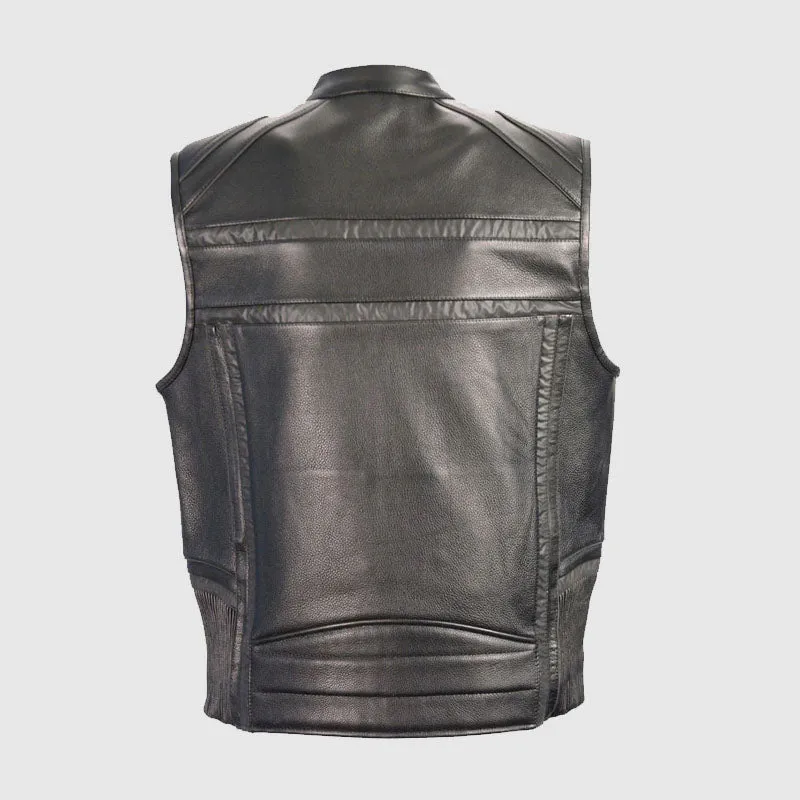 Crazy Biker Reflective Band & Piping Zip Front Vest For Sale