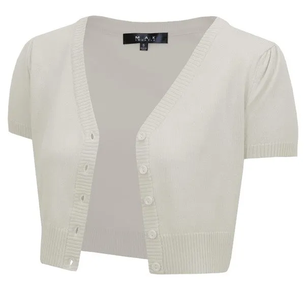 Cropped Bolero Knit Sweater Cardigan Short Sleeve