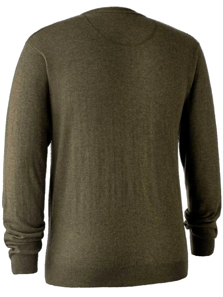 DEERHUNTER Kingston Knit O-Neck Jumper - Mens - Cypress