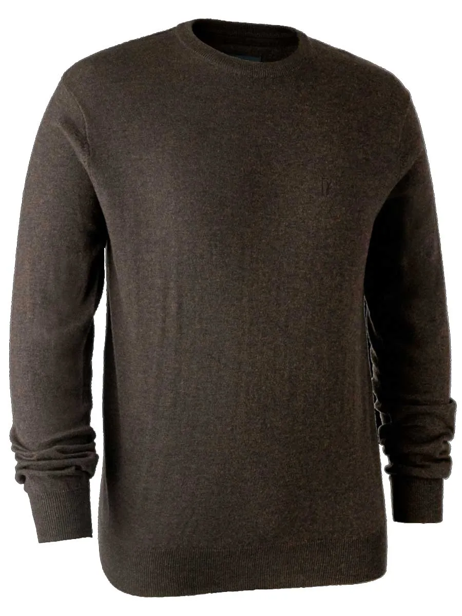 DEERHUNTER Kingston Knit O-Neck Jumper - Mens - Dark Elm