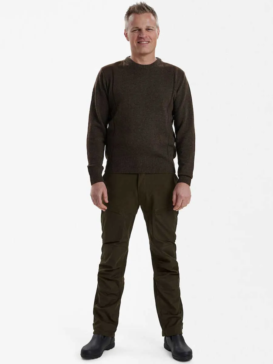 DEERHUNTER Kingston Knit O-Neck Jumper - Mens - Dark Elm