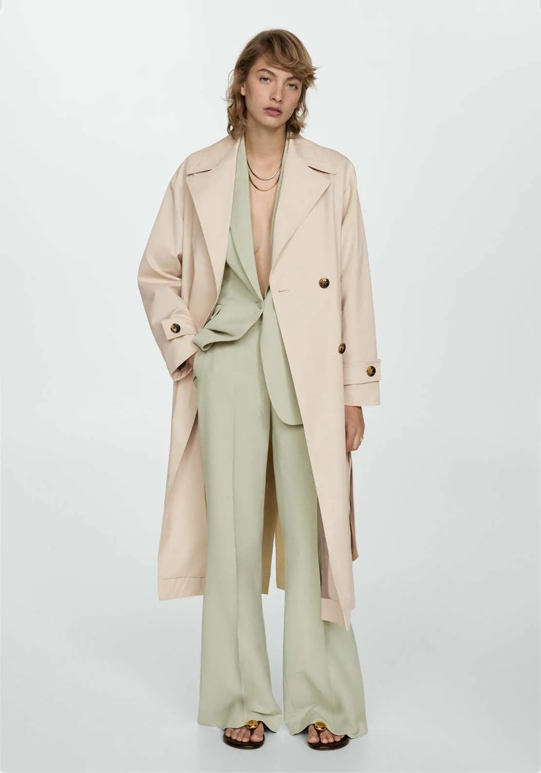 Double-button trench coat - Light Beige