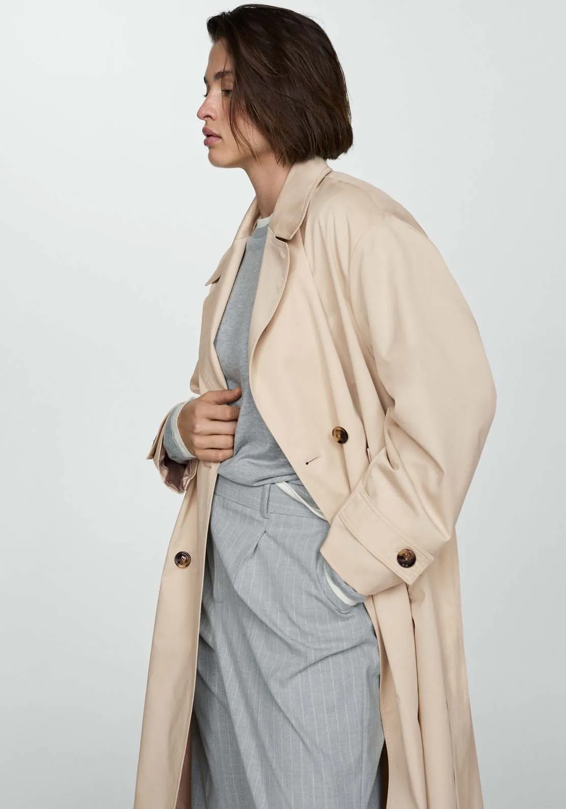 Double-button trench coat - Light Beige