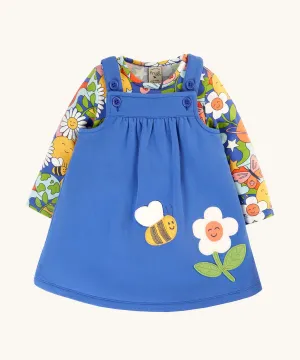 Frugi Polly Pinafore Outfit - Blue Tang/Retro Happy