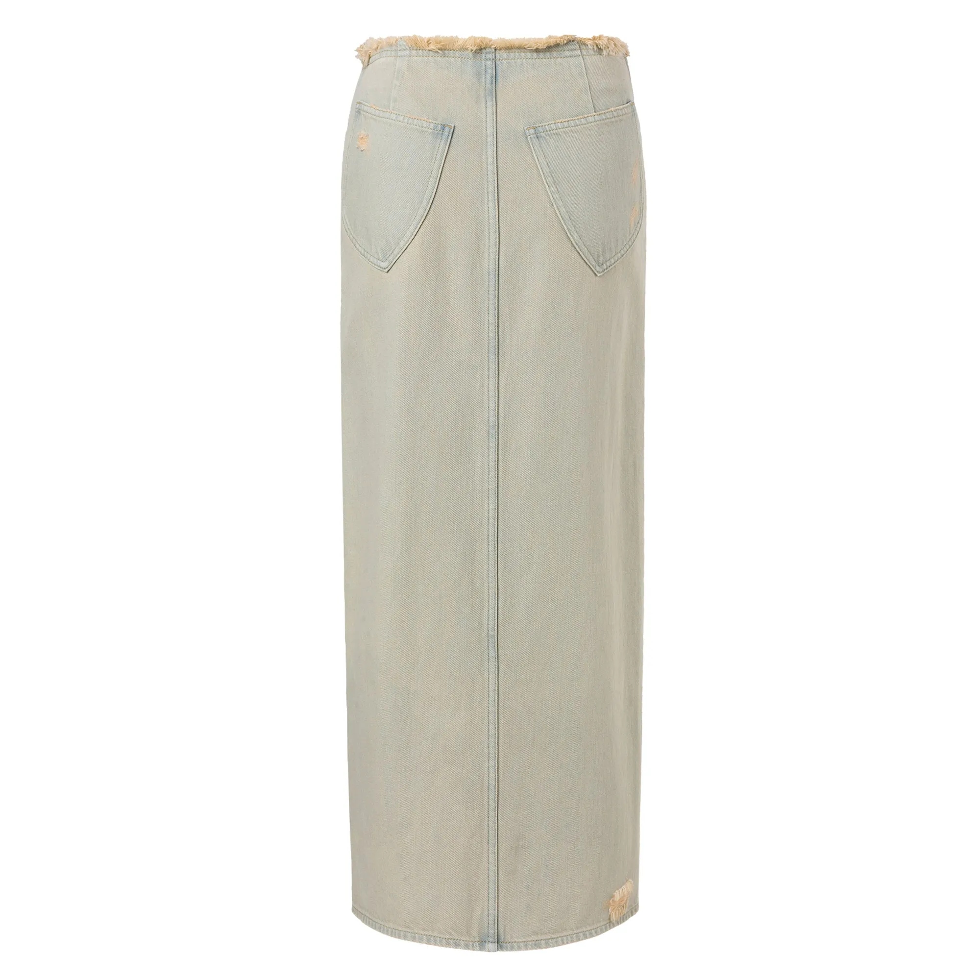 Green Retro Washed Denim Skirt