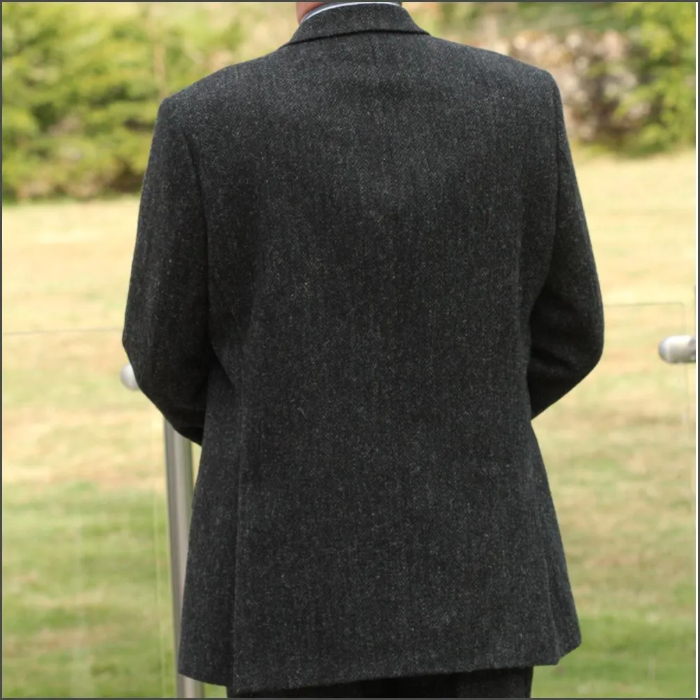 Harris Tweed Charcoal Herringbone Jacket>>