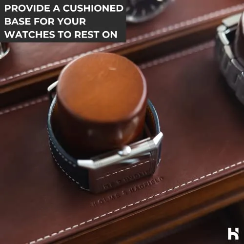 Holme & Hadfield Rustic Brown Leather Watch Padding Set Display Case Accessory