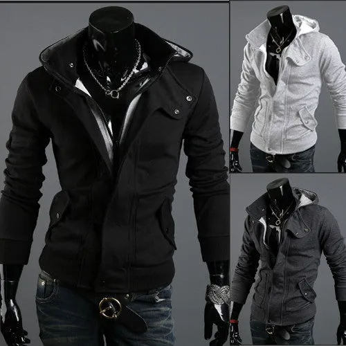 Hot sale Spring and autumn coats zipper men solid colur cardigan men's coat casual slim warm jacket hoodies