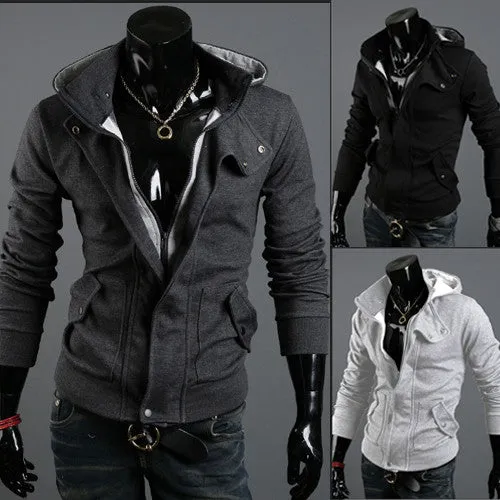 Hot sale Spring and autumn coats zipper men solid colur cardigan men's coat casual slim warm jacket hoodies