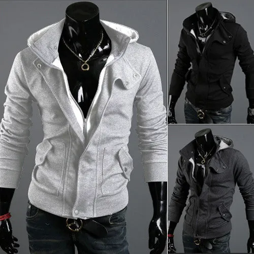 Hot sale Spring and autumn coats zipper men solid colur cardigan men's coat casual slim warm jacket hoodies