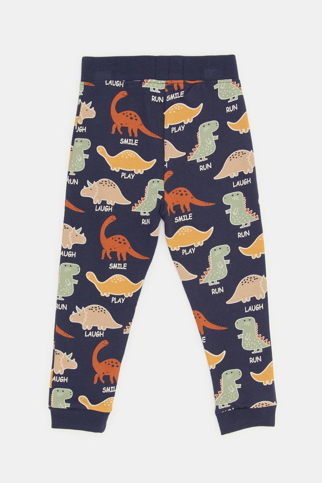 Infant Boys Navy Dino Print Active Pants