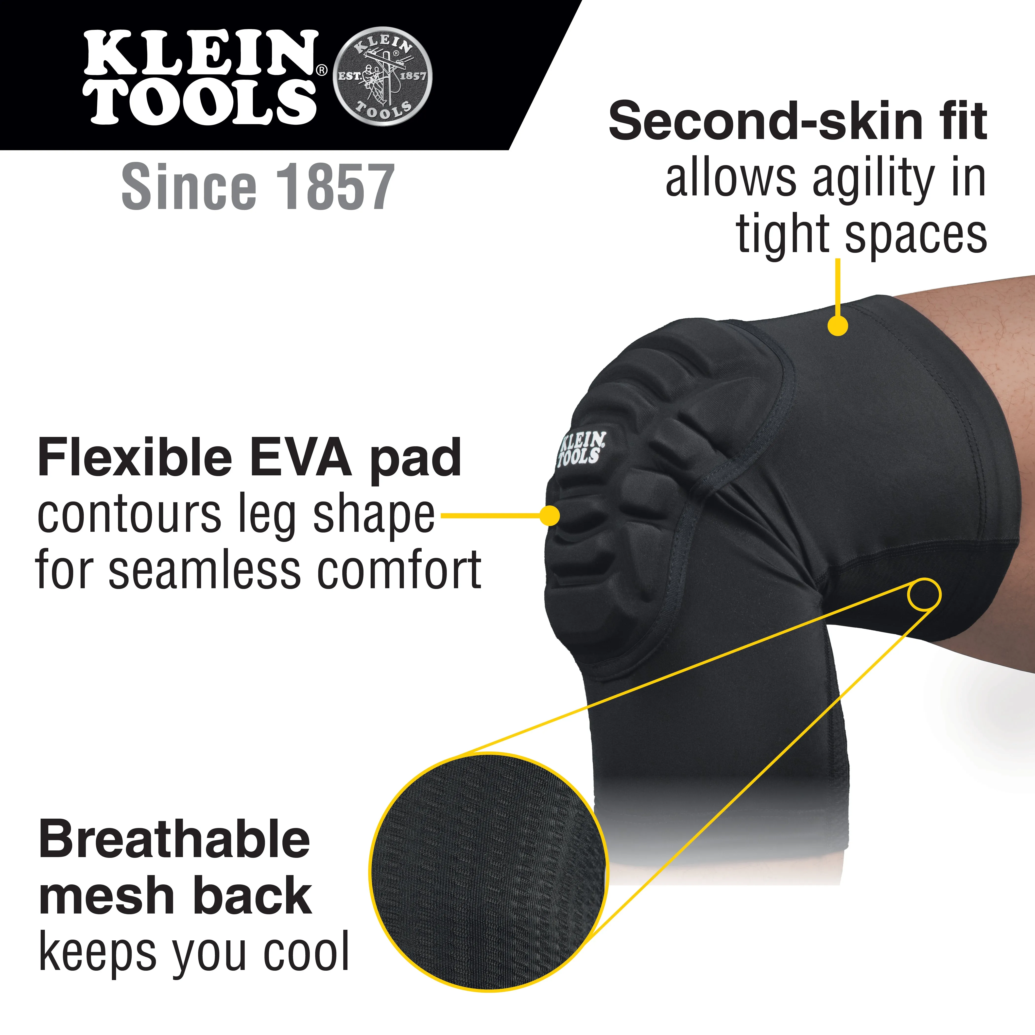 Knee Pad - Klein Tools Lightweight Knee Pad Sleeves, S/M, 60614