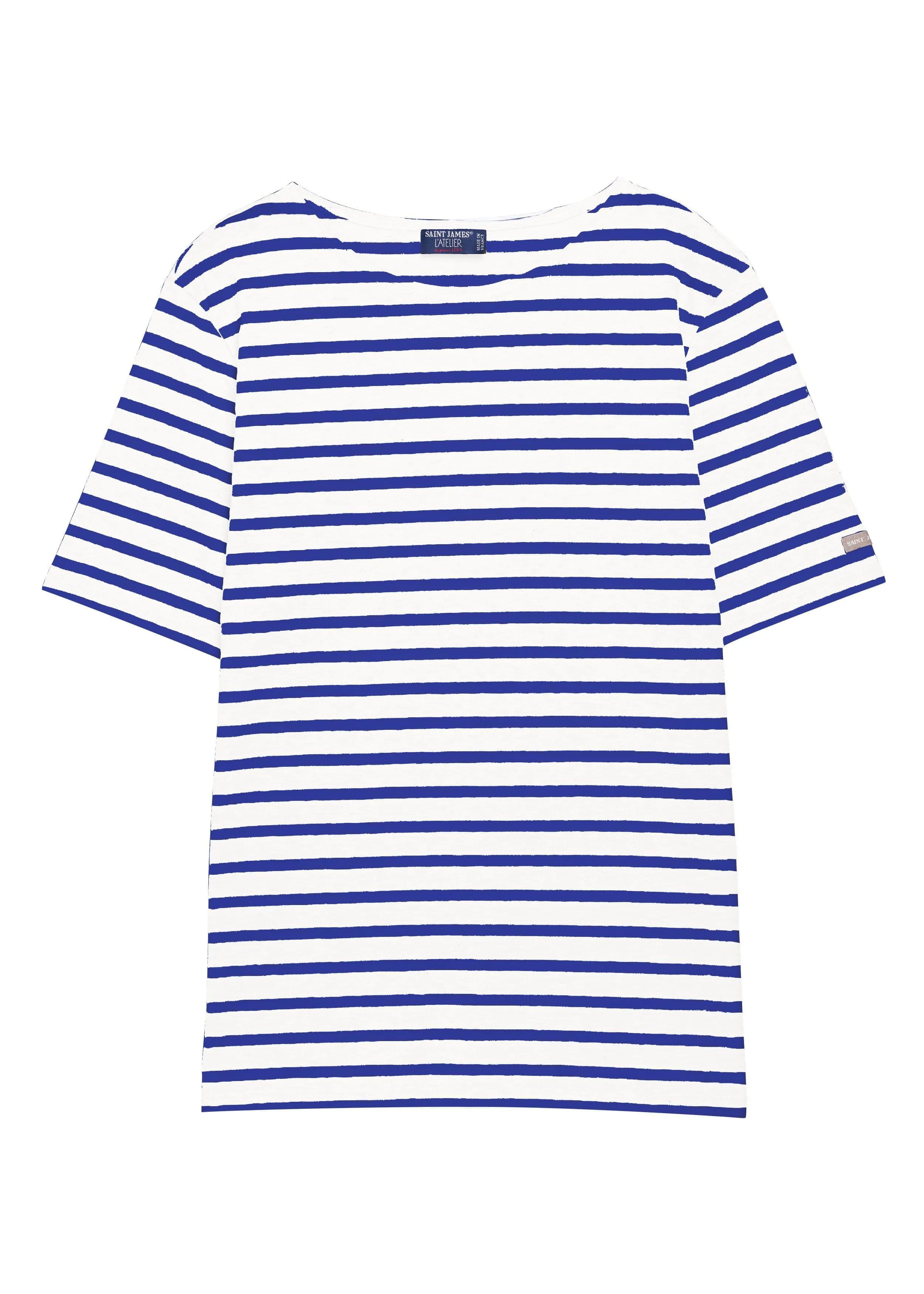 LEVANT MODERN - Breton Stripe Short Sleeve Shirt | Soft Cotton | Unisex Fit (WHITE / ROYAL BLUE)