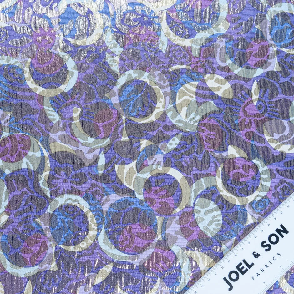 Lilac & Blue Metallic Silk Jacquard Cloqué