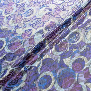 Lilac & Blue Metallic Silk Jacquard Cloqué