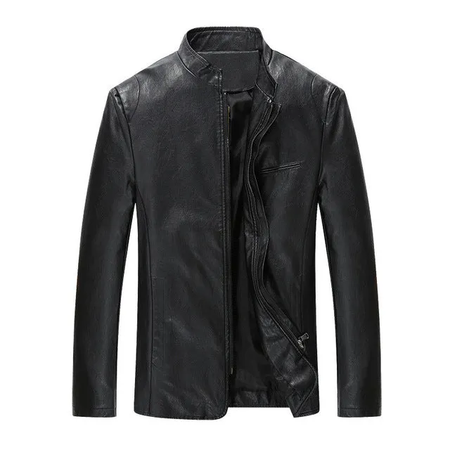 Men's New PU Leather Stand Collar Jackets