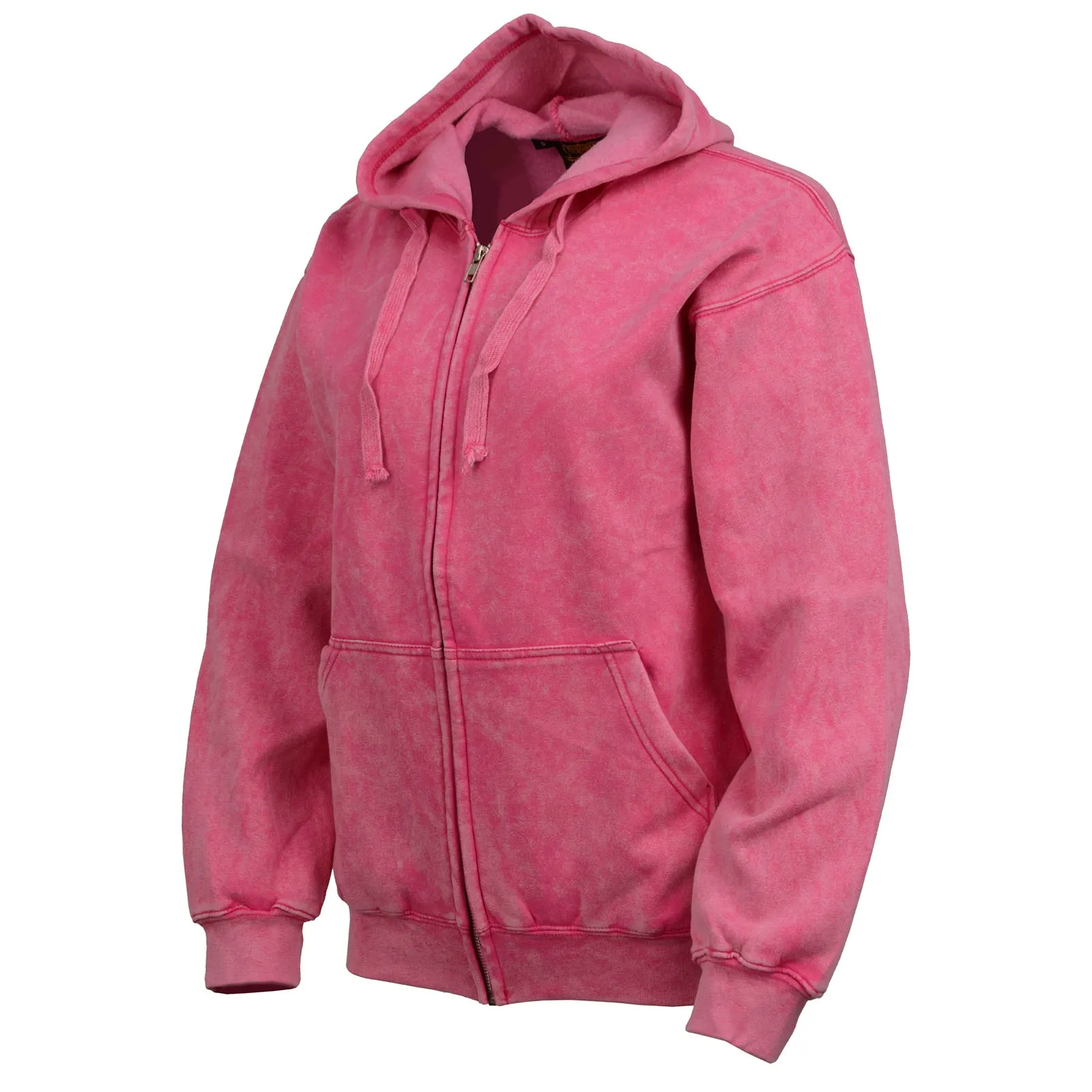 Milwaukee Leather MNG21620 Women's Distressed Pink Sweatshirt Full Zip