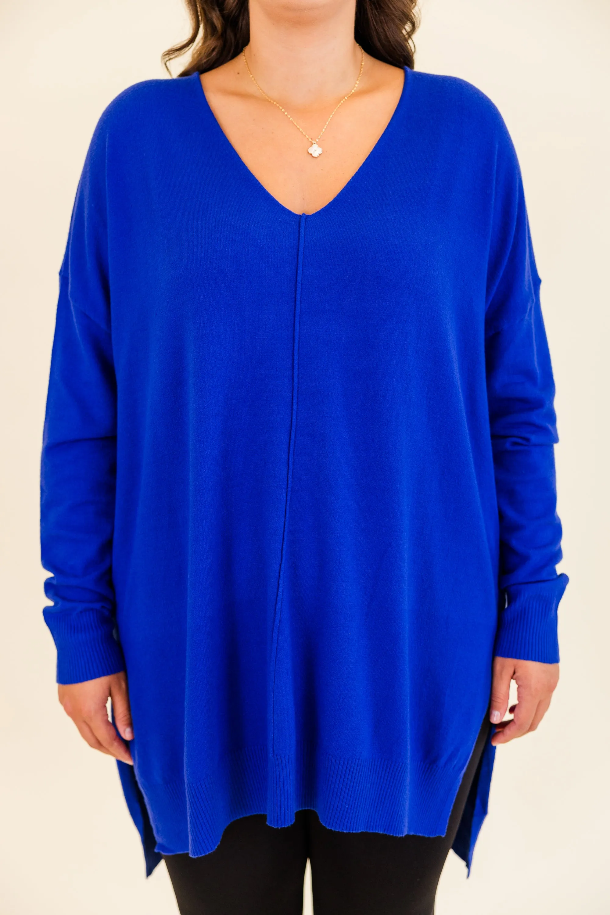 Miss Who I Was Sweater, Cobalt Blue