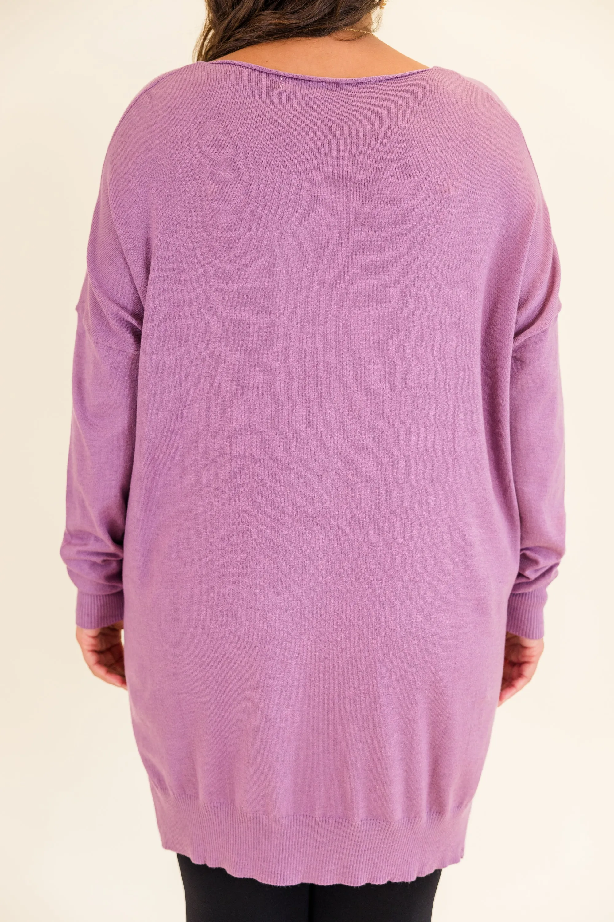 Miss Who I Was Sweater, Lilac Grey