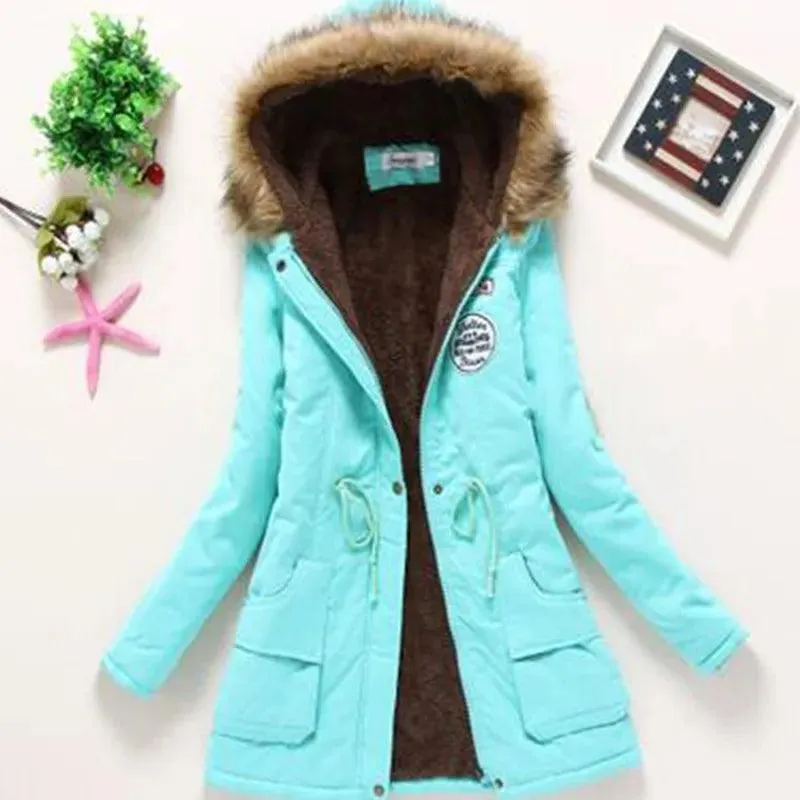 new winter military coats women cotton wadded hooded jacket medium-long casual parka thickness  XXXL quilt snow outwear