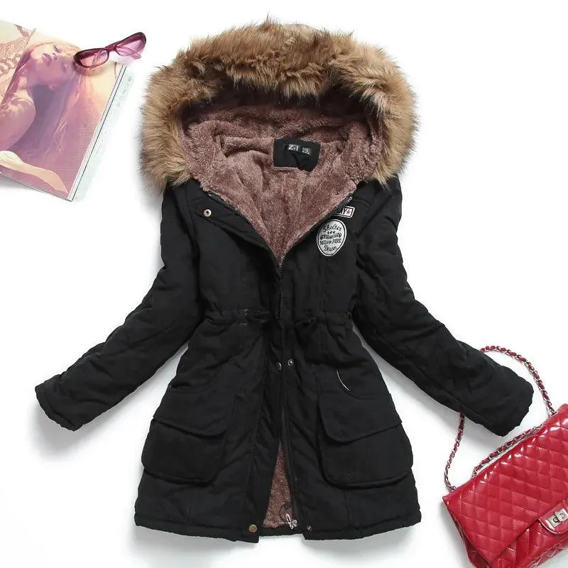 new winter military coats women cotton wadded hooded jacket medium-long casual parka thickness  XXXL quilt snow outwear