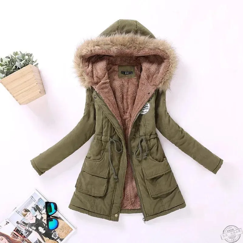 new winter military coats women cotton wadded hooded jacket medium-long casual parka thickness  XXXL quilt snow outwear