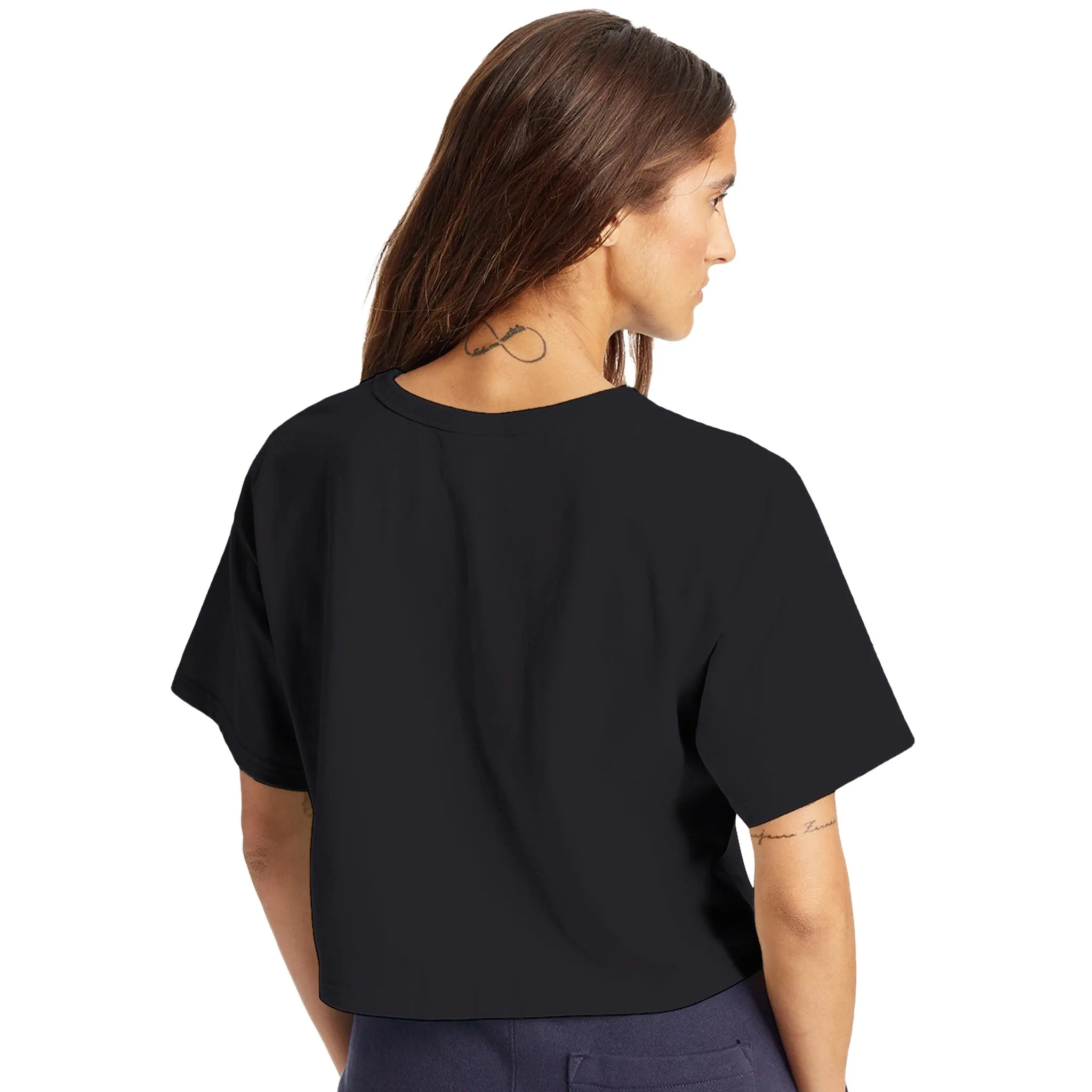 No Pain No Gain Women's Cropped Drop-Shoulder Crewneck T-Shirt