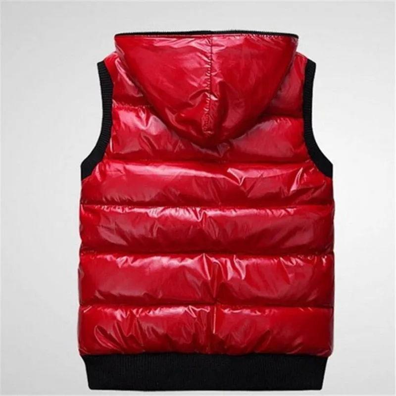 Nylon Winter Vest with Hood and Pockets