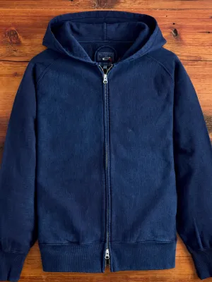 Organic Hand-Dyed Zip Hoodie in Indigo