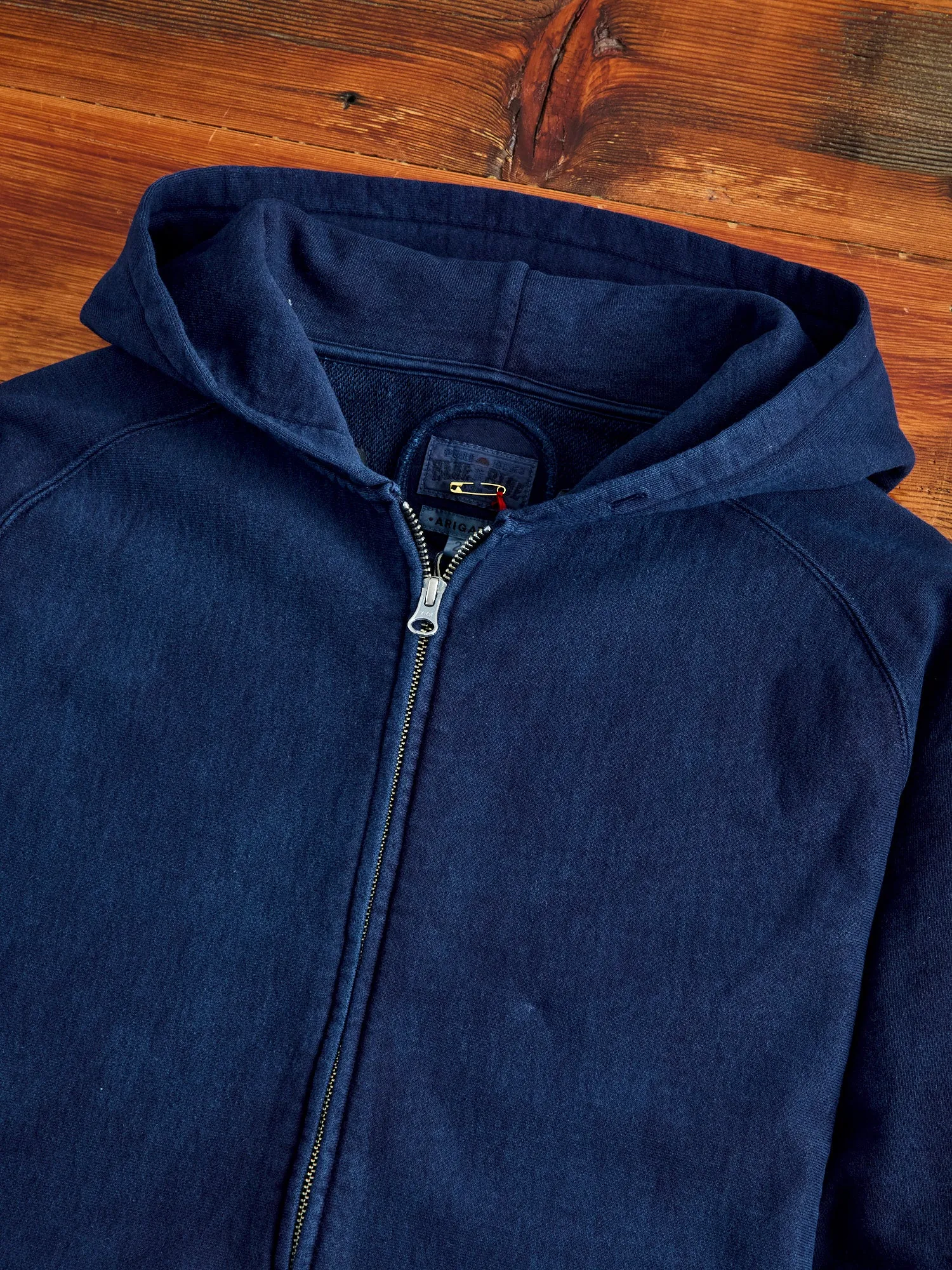 Organic Hand-Dyed Zip Hoodie in Indigo