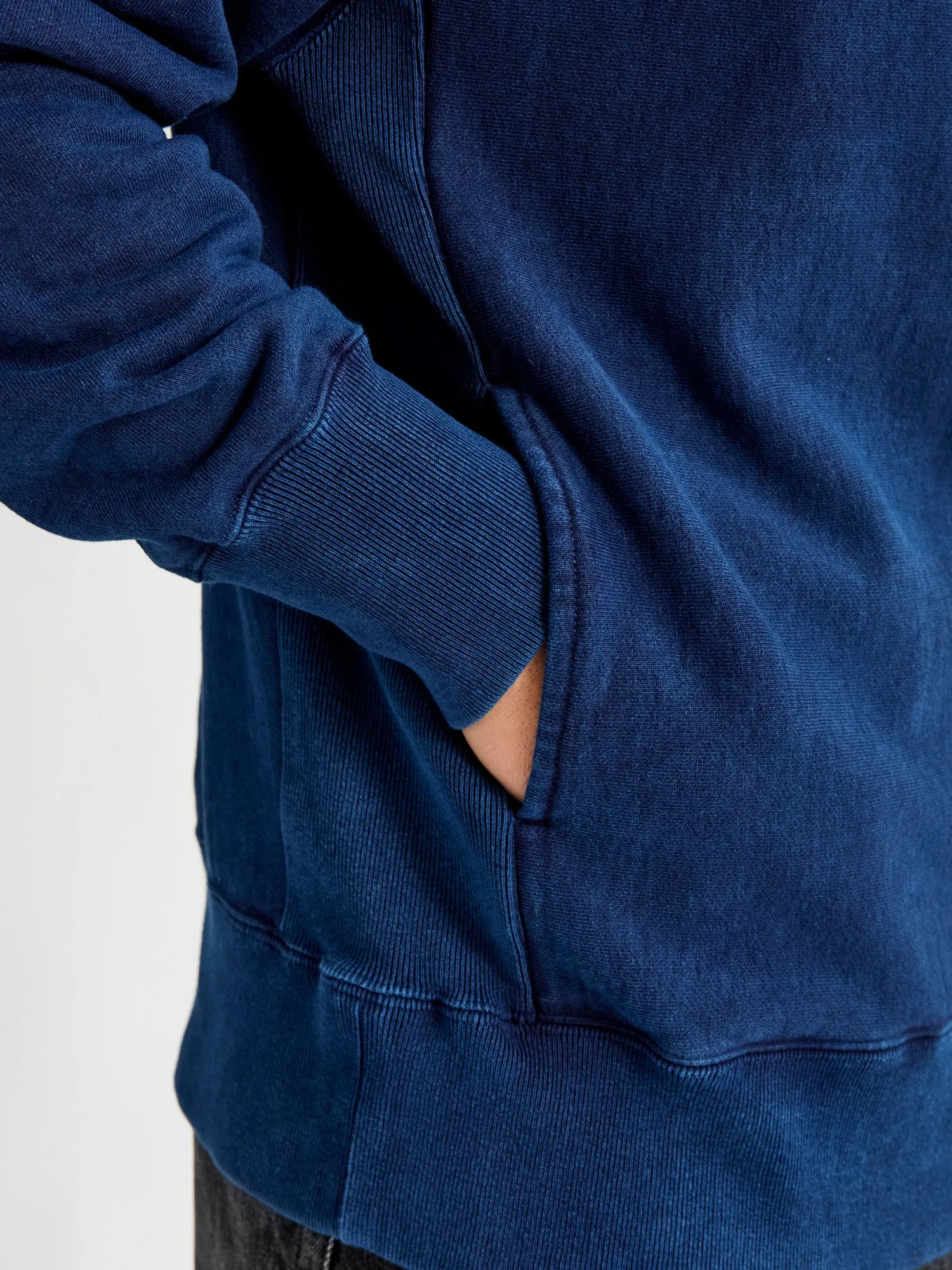 Organic Hand-Dyed Zip Hoodie in Indigo