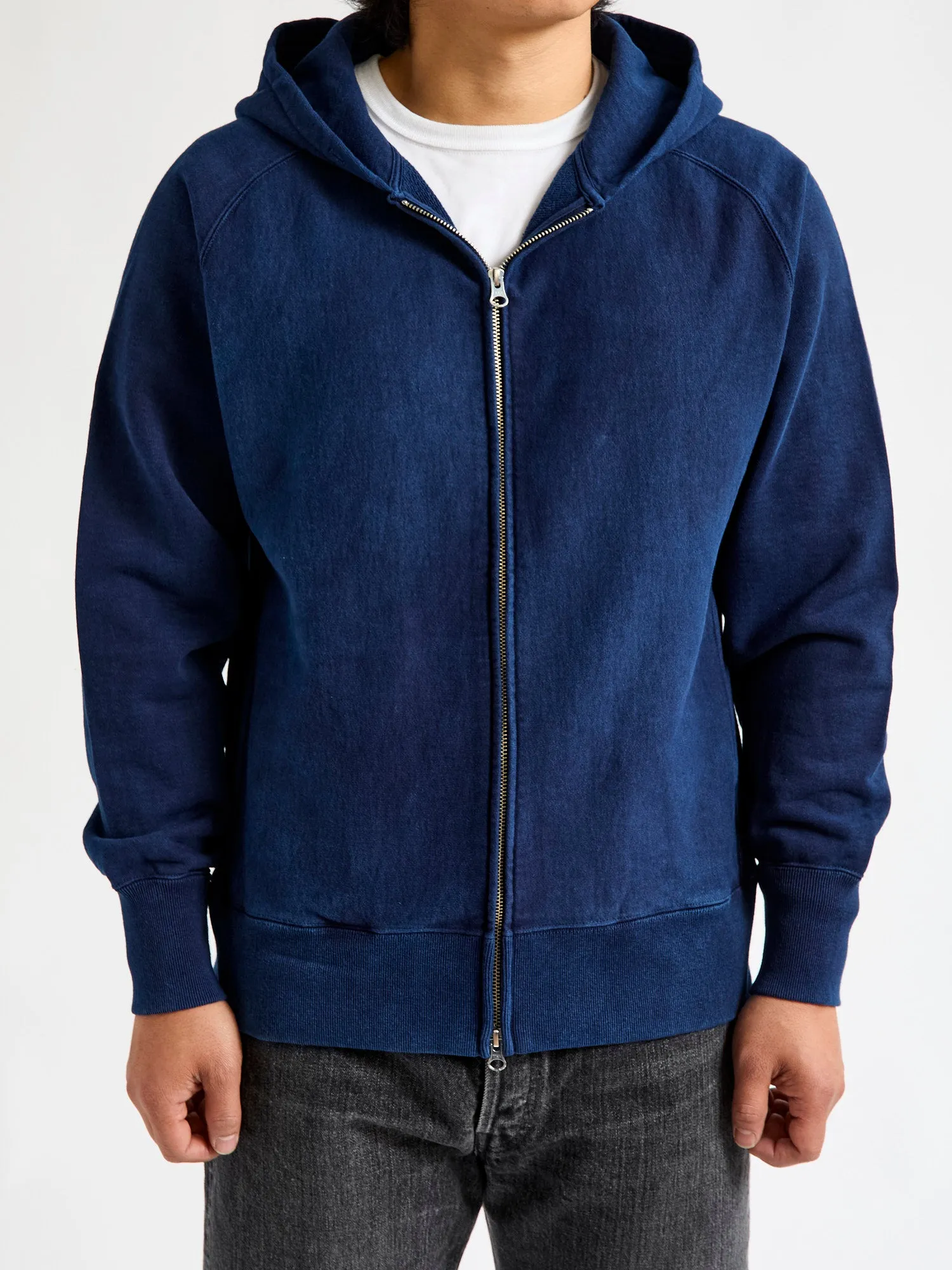 Organic Hand-Dyed Zip Hoodie in Indigo