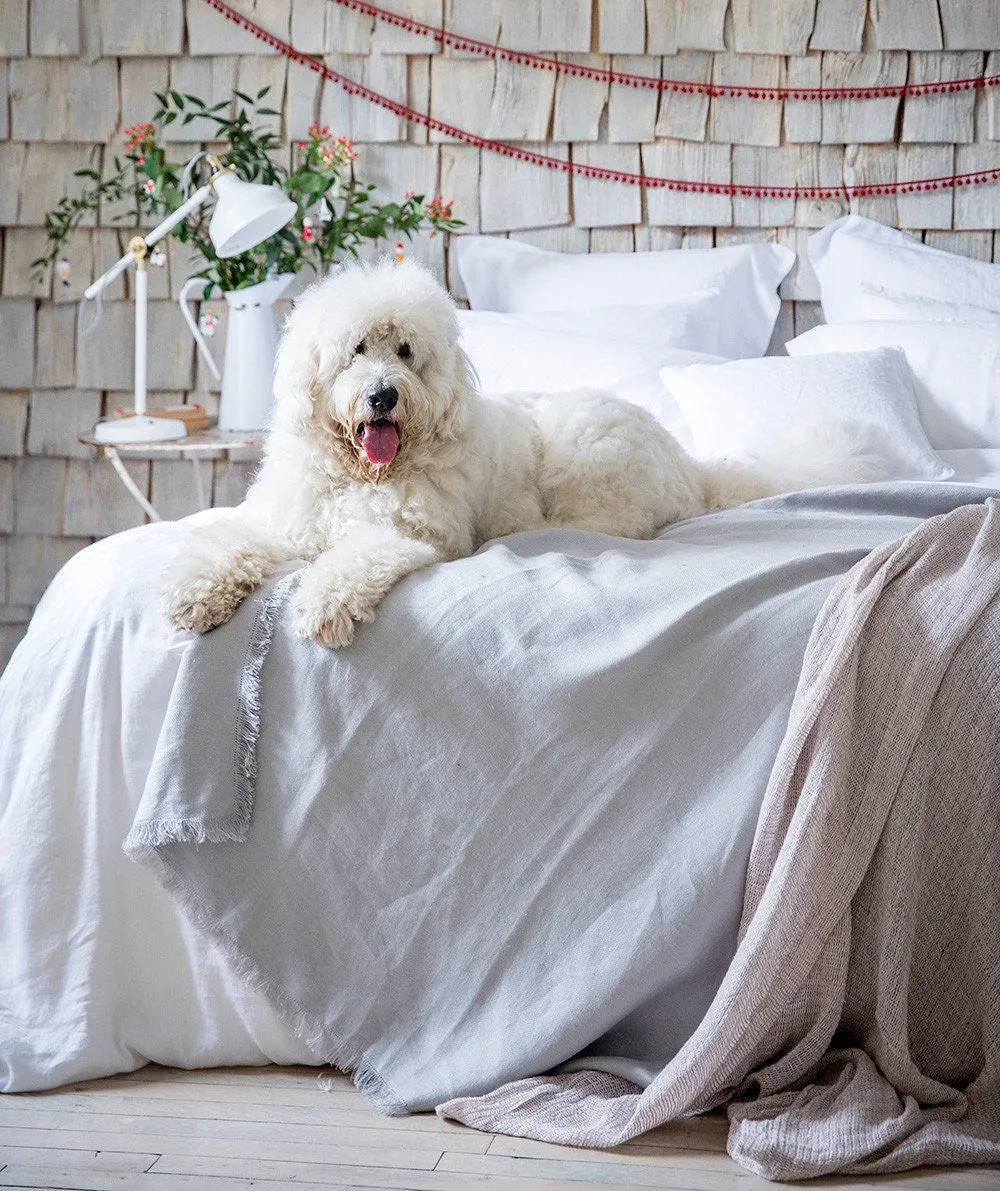 Pale Peach Soft Jacquard Linen Throw